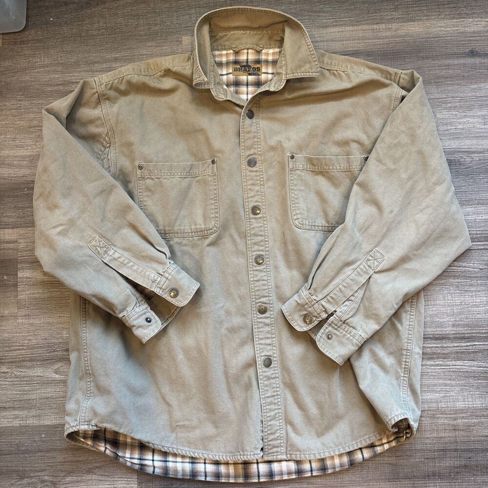 Brazos Jacket Men's XL Canvas Lined, TAN, Well Constructed